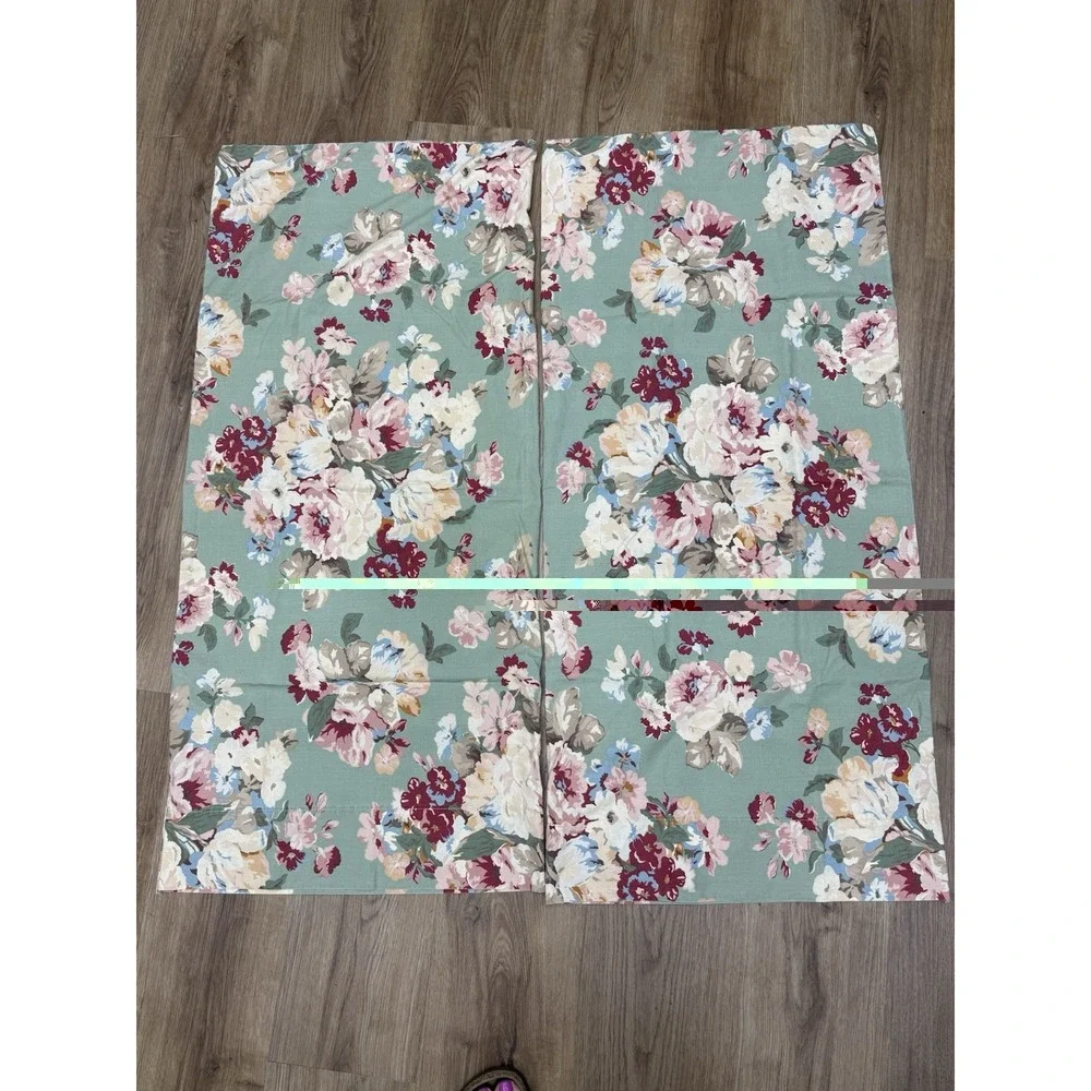 Vintage Ralph Lauren King Pillowcases Melanie Green Floral English Cottage Core